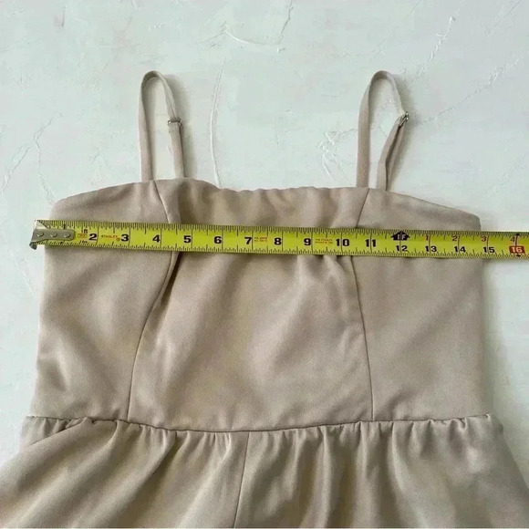 BHLDN Elsie Straight-Neck Satin A-Line Gown Khaki Nude Color Size 8 NWT - Picture 9 of 14